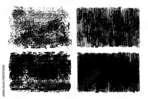 Set of vector hand painted frames. Various texture rectangular brush strokes collection. Artistic backdrops for badges, labels, banners, posters.