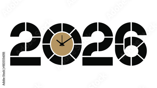 2026 Time Ahead: A visually striking representation of the year 2026, where a clock face has been cleverly integrated into the design. Embodying the concept of time and progress. 