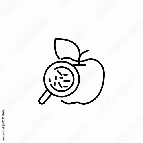 magnified bacteria apple icon sign vector