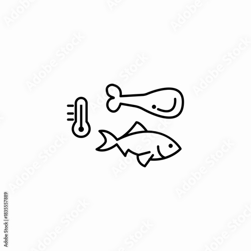 temperature meat fish icon sign vector