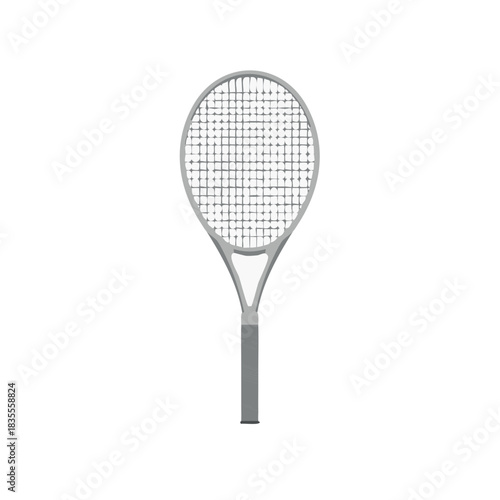 Isolated Tennis Racket Equipment with Strings for Sport and Recreational Activity