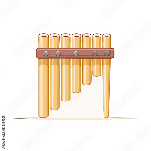 Cartoon Illustration of Panpipes Musical Instrument isolated on White