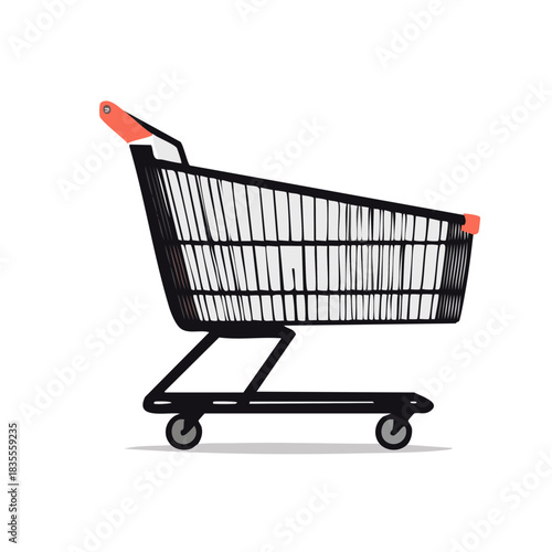 Stylized illustration of a shopping cart representing consumption or commerce