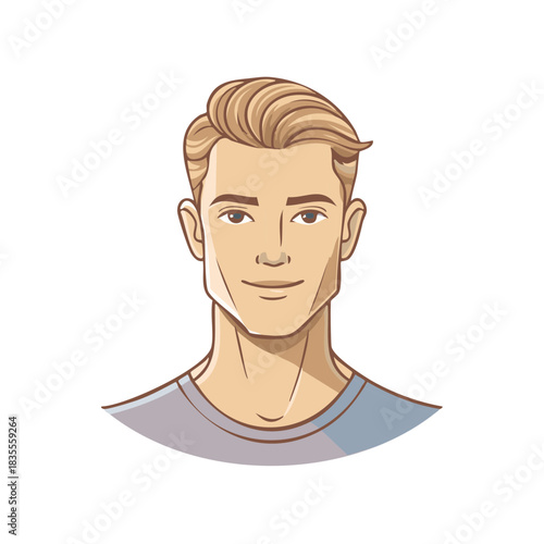Stylized portrait of a young man with blonde hair wearing a t-shirt.
