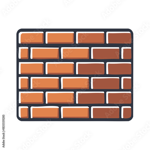 Stylized vector graphic illustration of an orange and brown brick wall building material background
