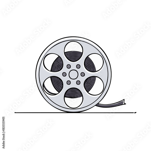 Classic style movie film reel with dark film strip representing cinema and video production