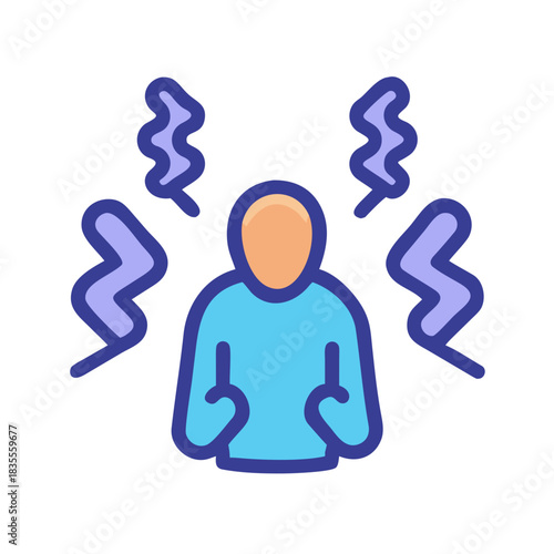 Illustration of a stressed person surrounded by lightning symbolizing mental distress