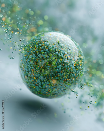 Eco Energy Sphere Made of Tiny Particles – Futuristic Green Concept