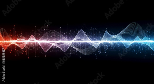 Dynamic sound waves visualization for futuristic technology designs and modern data analysis projects, creating a cool, energetic vibe with vibrant colors