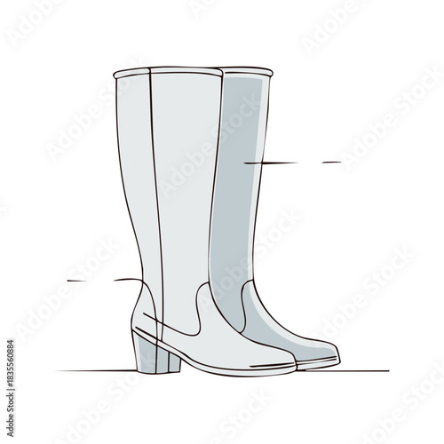 Elegant pair of tall women's fashion boots with heels illustration
