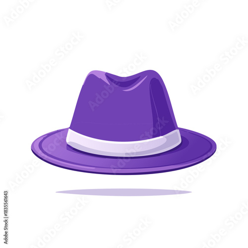Vibrant Purple Fedora Hat with White Band, Classic Headwear Fashion Accessory