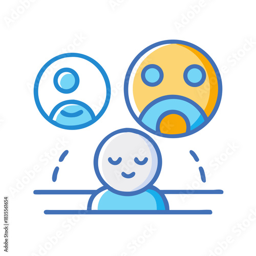 Illustration of a person visualizing themselves with different emotions and connections