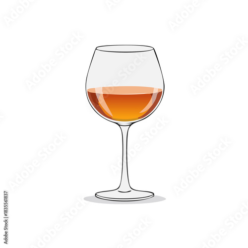 Amber Liquid in Elegant Wine Glass Still Life Drawing Drink Illustration