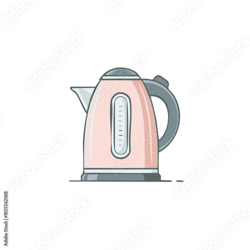Modern Electric Kettle with Water Level Indicator in Pink and Gray
