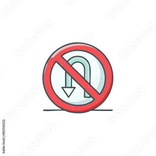 No U Turn Sign icon representing prohibition or restriction of a specific road maneuver