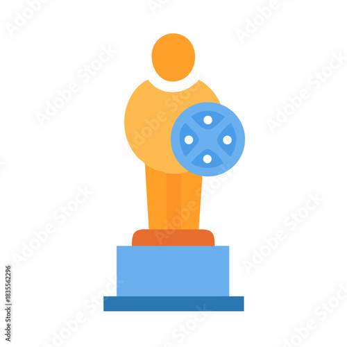 Golden statuette with a film reel, celebrating cinema and its achievements