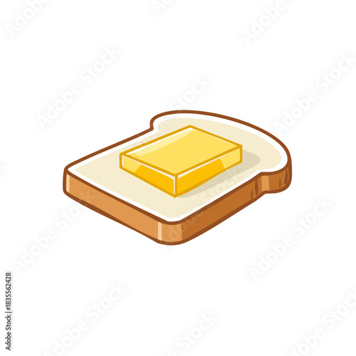 Delicious cartoon toast with a golden butter pat an inviting simple breakfast food illustration