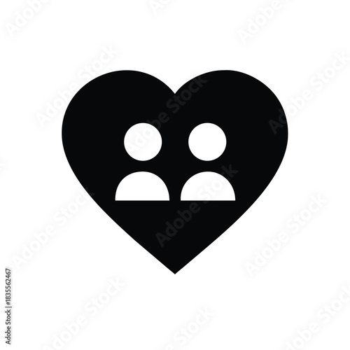 Black Filled Family Heart Protection Icon
