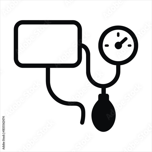 Blood Pressure Monitor Icon – Medical Sphygmomanometer Line Symbol