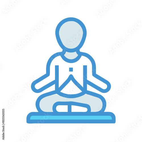 Minimalist vector icon of a person in lotus position meditating peacefully