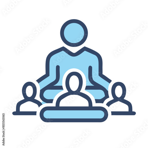 Teamwork and collaboration icon representing leadership and corporate meeting dynamic