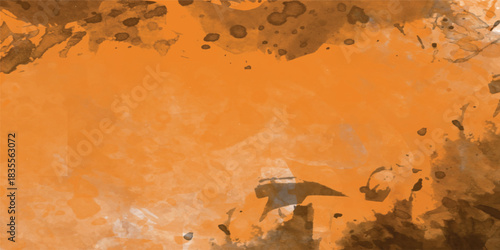 Realistic brown wall with watercolor grunge marble retro plain cement wall banner texture background. Brown watercolor wall background texture.	
