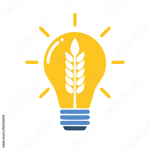 Agriculture innovation light bulb with wheat symbol signifying new ideas in farming and food production