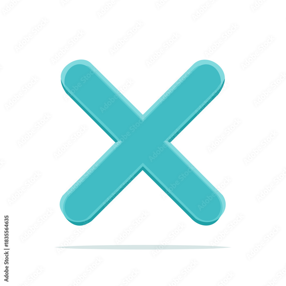 Fototapeta premium Teal Blue Colored Cross Sign Symbol Illustration Design Element Graphic