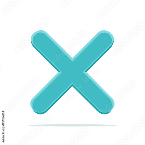 Teal Blue Colored Cross Sign Symbol Illustration Design Element Graphic