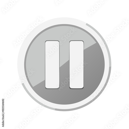 Grayscale round pause button icon for media player user interface
