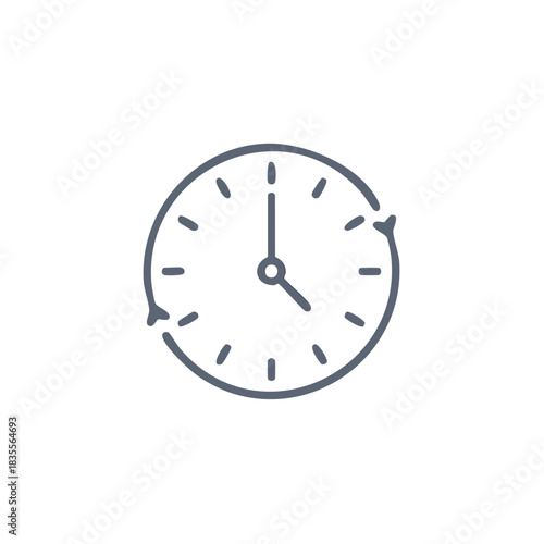 Clock icon illustration, with clockwise rotation arrows