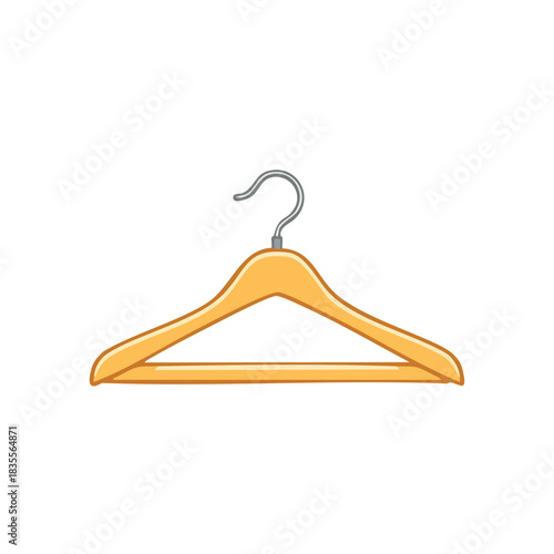 Cartoon Style Wooden Clothes Hanger for Wardrobe and Shopping Icon