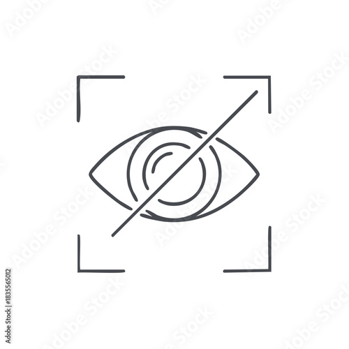 Invisible Eye Icon with Diagonal Line Signaling Privacy and Hidden Mode