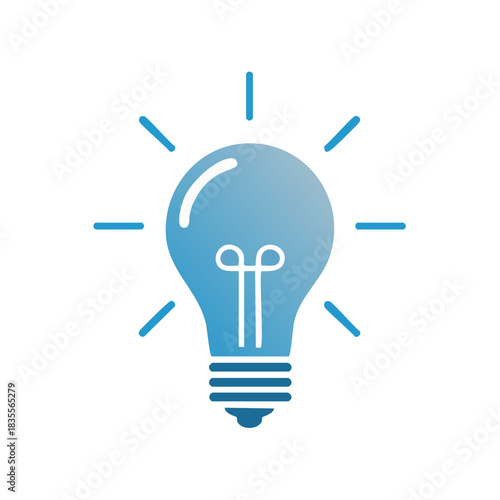 Illuminated light bulb radiating energy and ideas a symbol of innovation and creativity