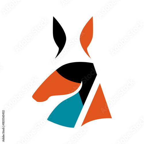 Stylish Flat Horse Illustration – Minimalist Cartoon Animal