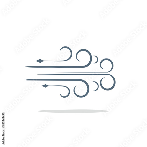Abstract illustration of flowing air current or wind movement symbol design element