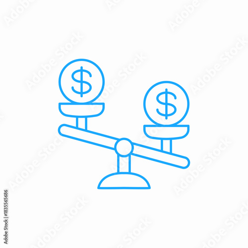 scales weighing dollars icon sign vector