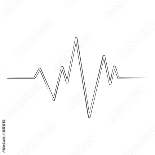 Heartbeat electrocardiogram waveform line drawing on a white background