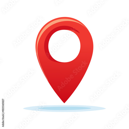 3D red map pin icon. Location pointer symbol for navigation, destination, and address.