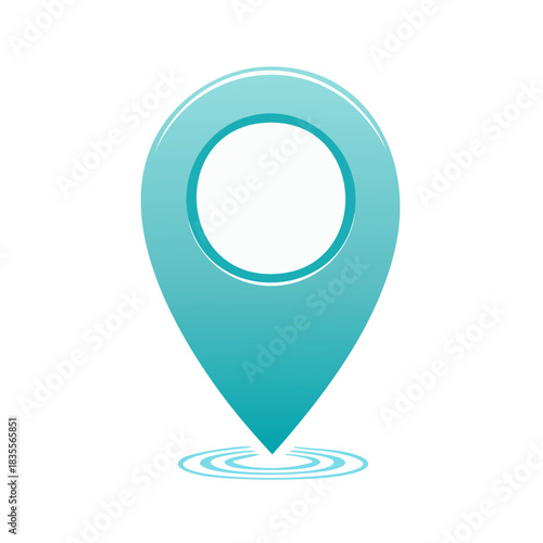 Teal location pin with ripple effect showing precise geographic direction