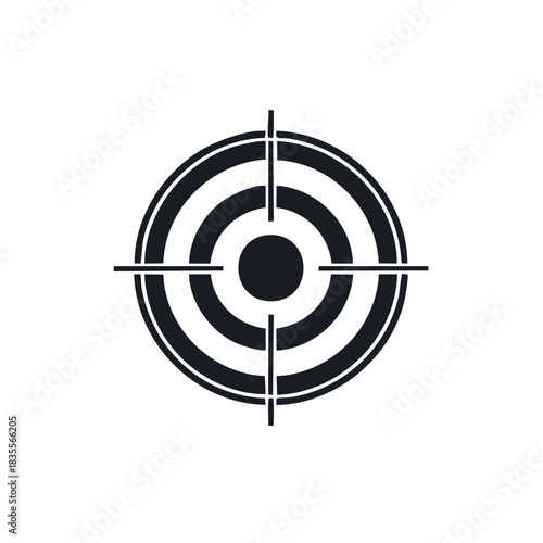 Circular Target with Crosshairs, Black and White Silhouette for Precision or Focus Concepts
