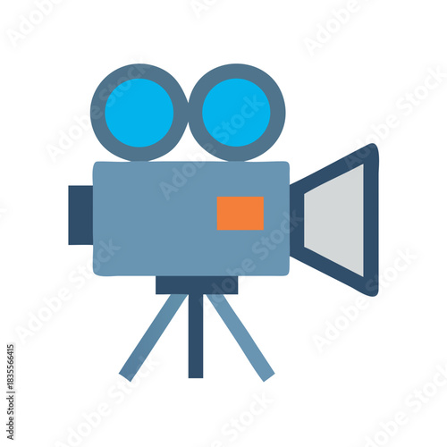 Flat style movie camera illustration for cinema and film-making concepts