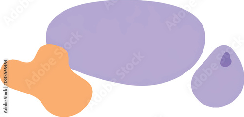 Abstract Organic Shapes in Pastel Colors on Yellow Background