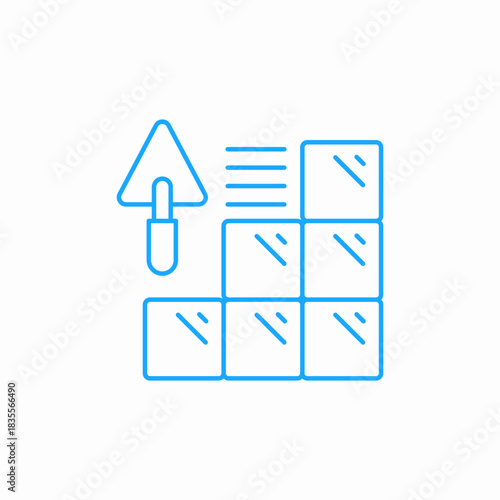 trowel laying tiles icon sign vector