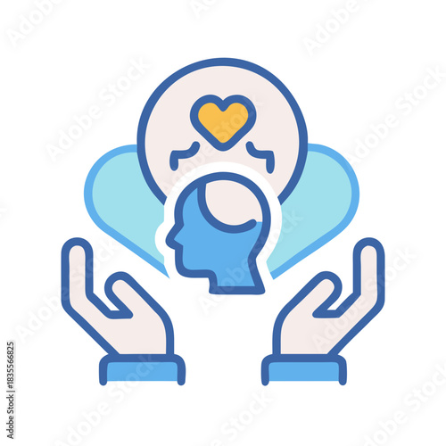 Mental health icon illustration showing support and care for well being