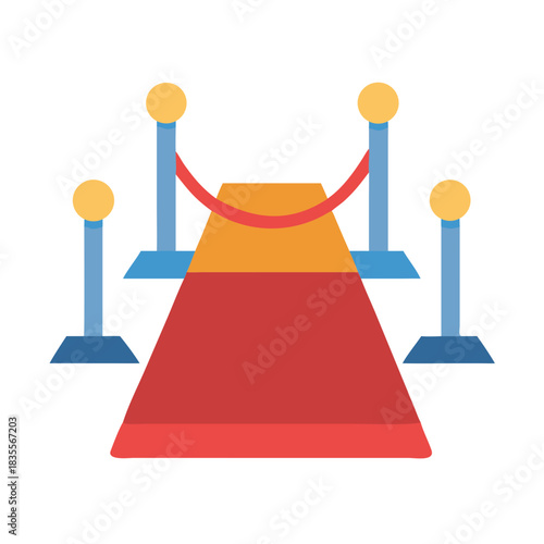 Red carpet entrance with stanchions against black backdrop, indicating exclusive event