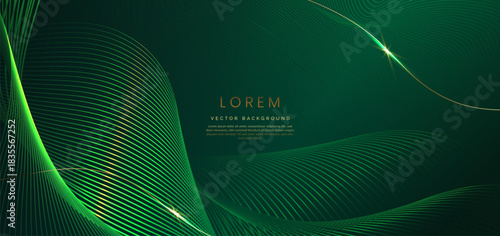 Luxury Abstract Green Glowing Lines Background – Elegant Curved Wave Pattern for Modern Design
