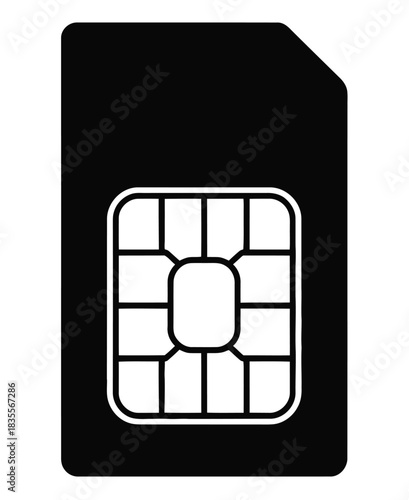 Mobile Phone SIM Card Icon, vector illustration representing telecom connectivity, mobile network access, data and call services, cellular communication, smartphone technology, network connection, dig