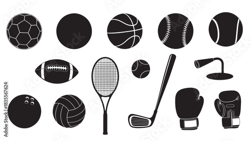 Sports Equipment Icons Set