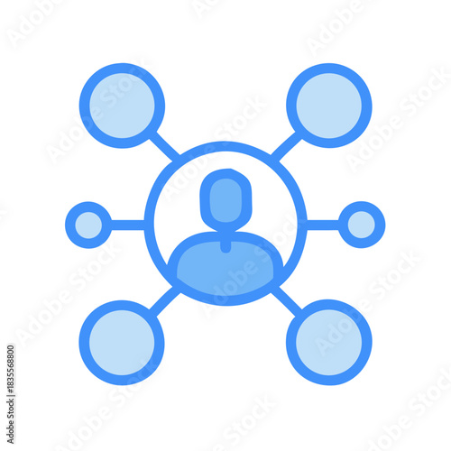 Light blue networking icon representing connections and social relationships on black background